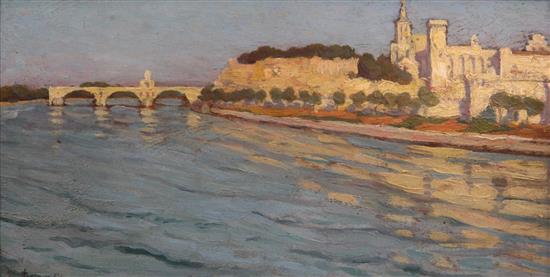 Leon Raoul Lanternier (1870-1955) View of Avignon 7 x 13in.